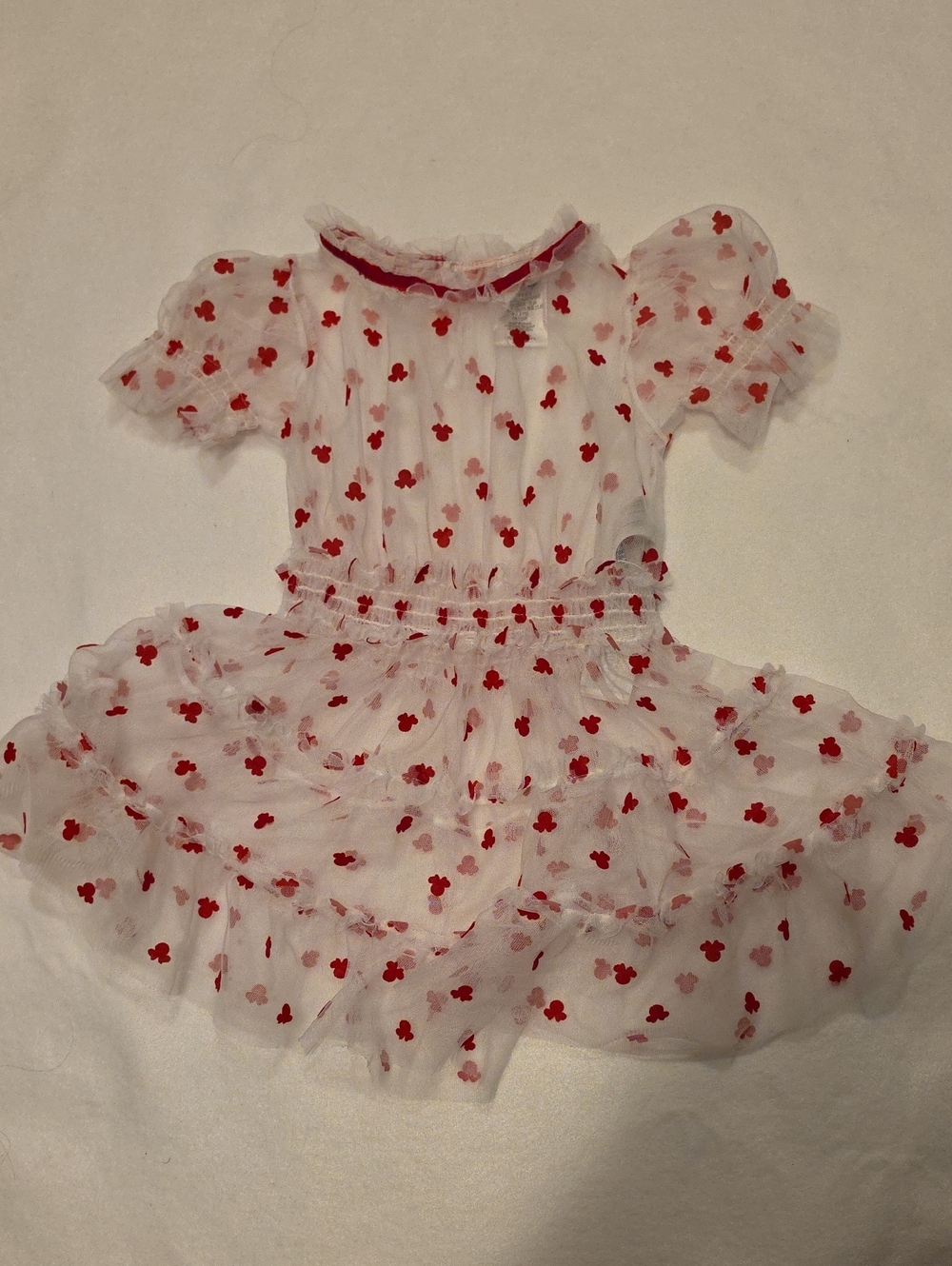 Disney White Tulle Dress with Red Mickey Print